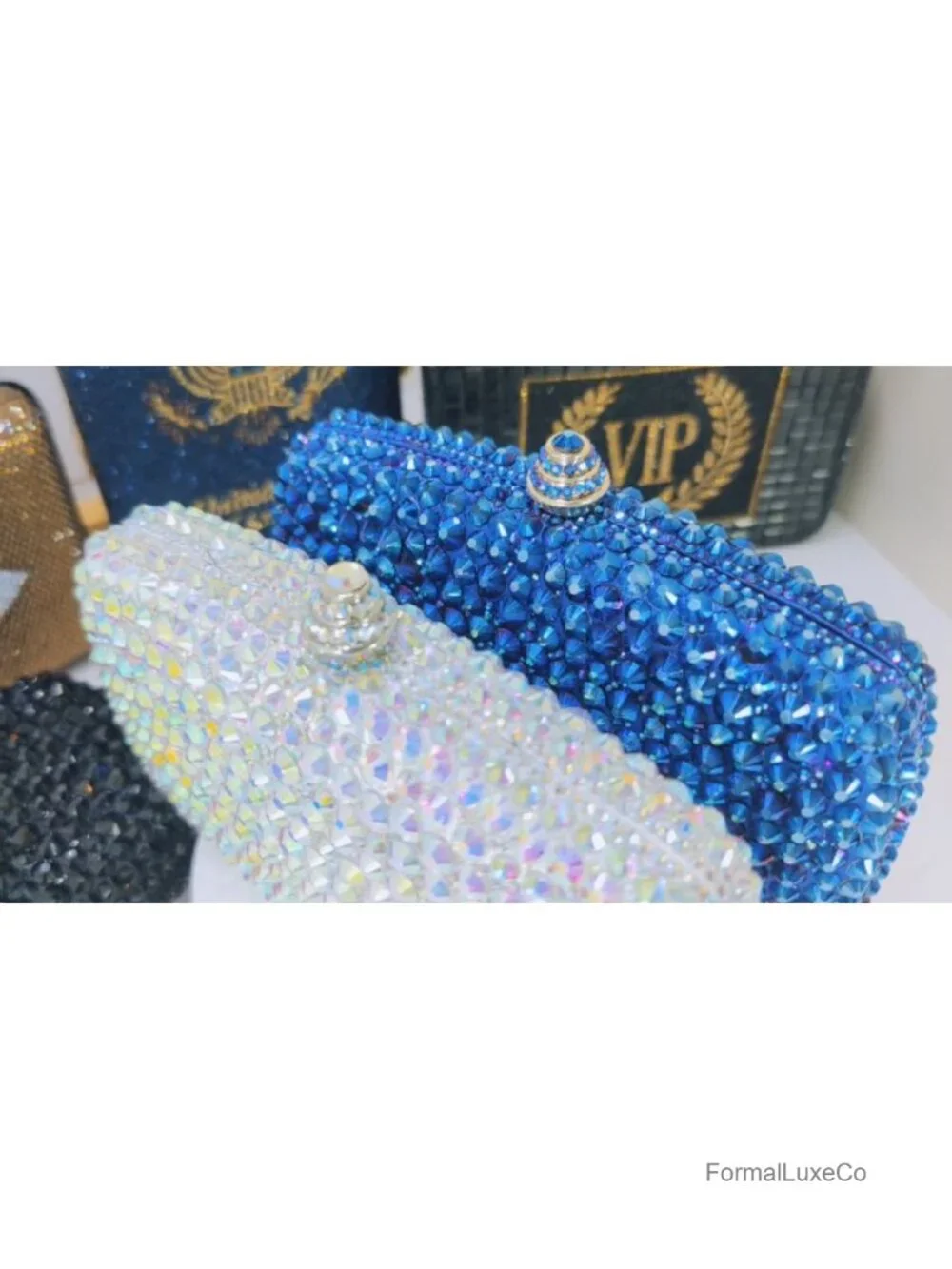 Crystal Spikes Rhinestone Clutch Evening Bag Formal Wedding Party Handbag